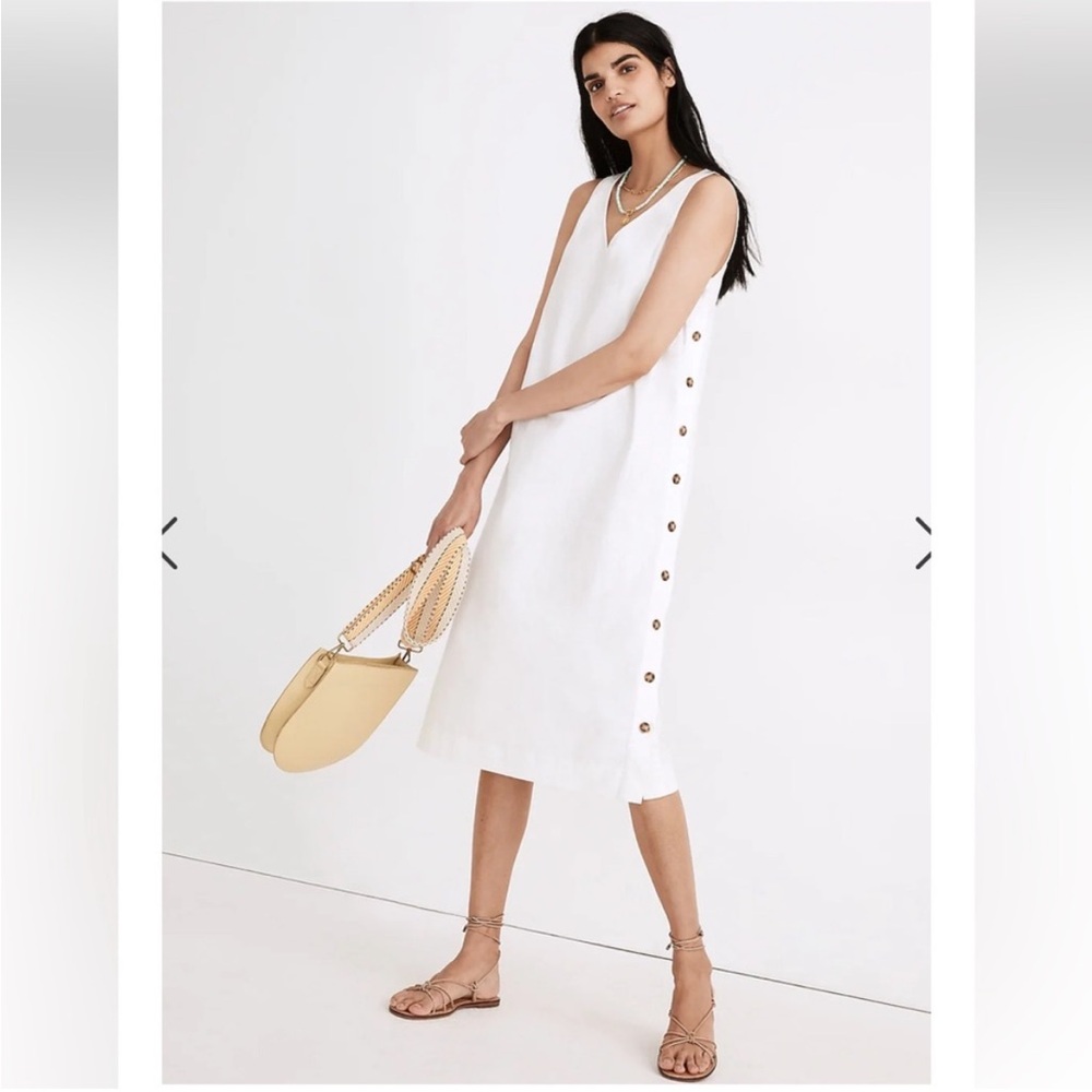 Madewell White Button Midi Dress